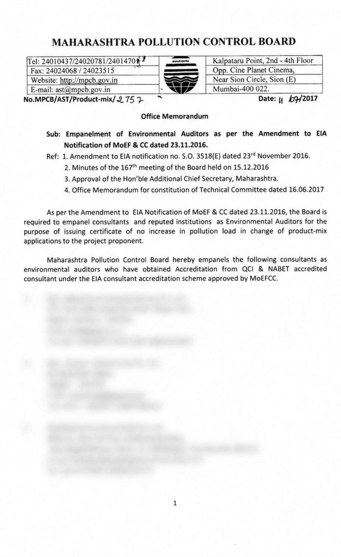 MPCB Approved Environmental Auditor (NIPL)